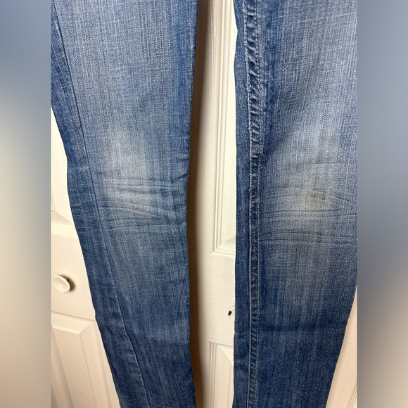 MEK Denim Acapulco Straight Jeans Medium Distressed Wash Slim Skinny Low Rise - Picture 6 of 12